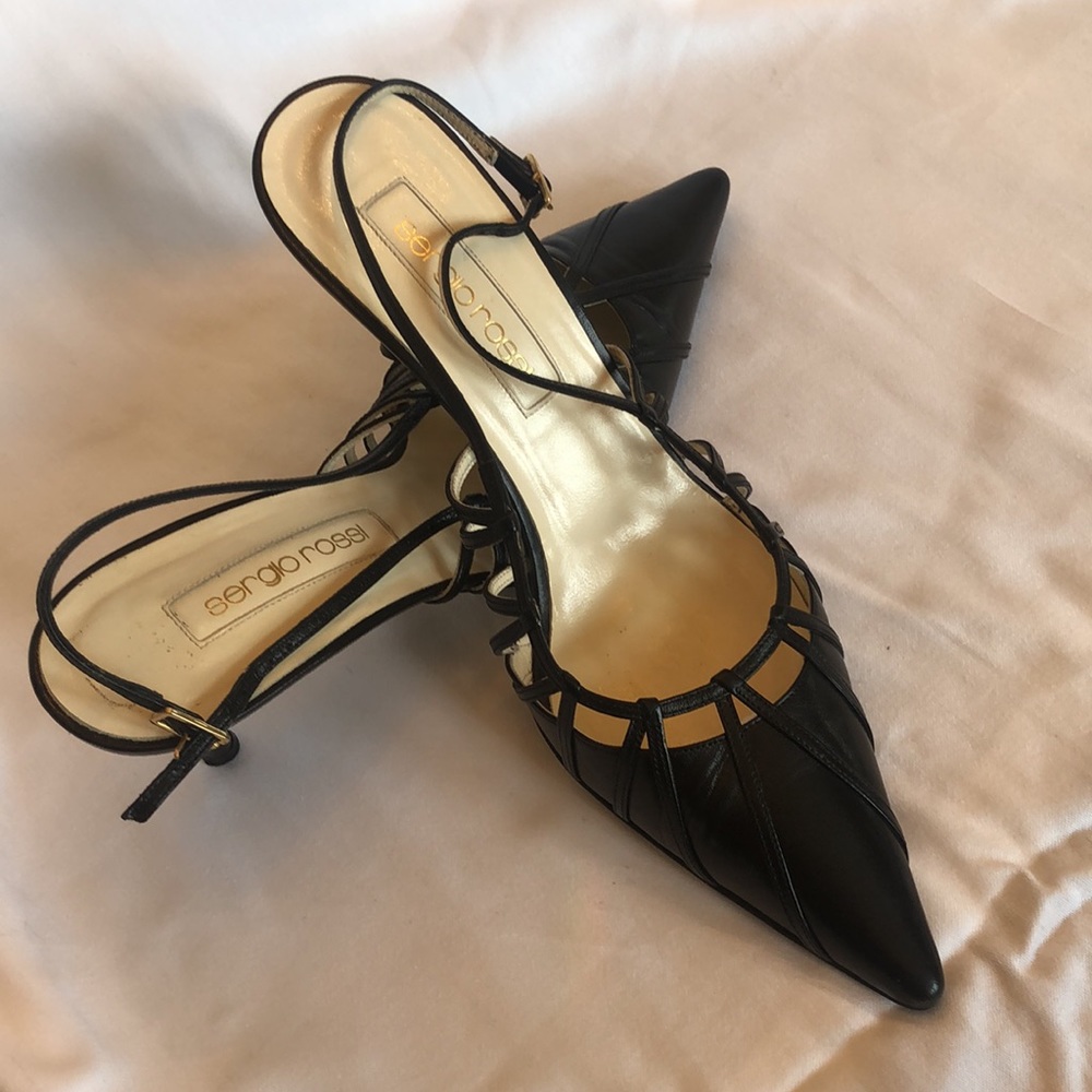 Sergio Rossi Black summer slings